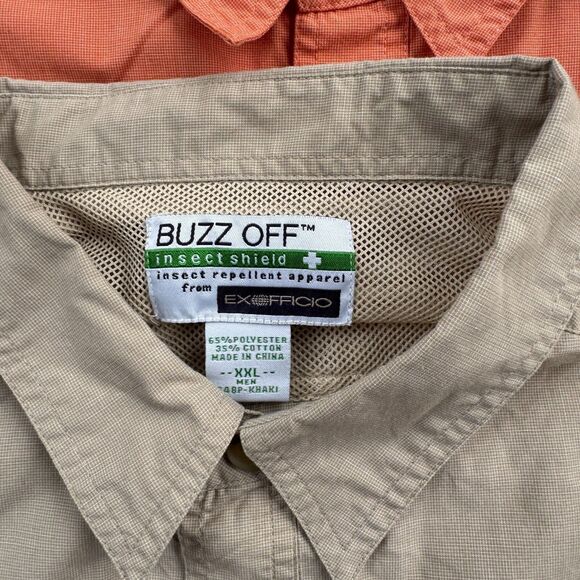ExOfficio Buzz Off Shirt Mens XXL 2XL Tan/Orange Vented Roll Tab Sleeve Lot Of 2 - Picture 5 of 12